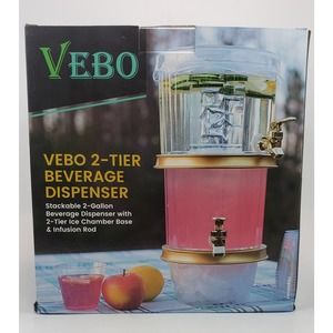 VEBO 2-TIER 2 GALLON BEVERAGE DISPENSER WITH ICE CHAMBER PARTY MUST HAVE